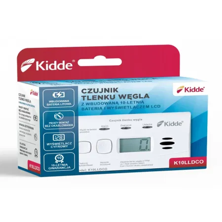 Czujnik Czadu Kidde K10LLDCO z Wyświetlaczem LCD i Baterią na 10 Lat
