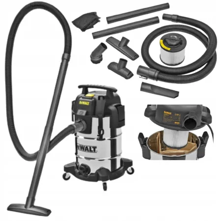 DeWalt ODKURZACZ PRZEMYSŁOWY DXV30SAPTA 30L 1050W NA MOKRO I SUCHO INOX