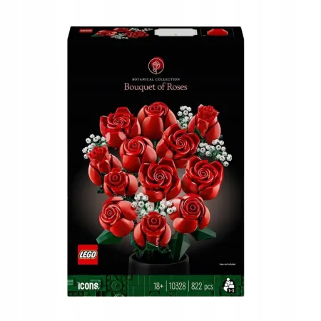LEGO ICONS Bukiet Róż 12 Kwiatów Czerwone Prezent na Walentynki Elegancki