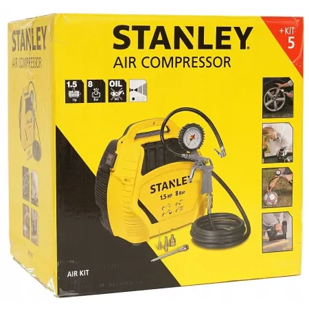 ZESTAW Kompresor STANLEY AIR KIT 8 Bar 180 l/min Bezolejowy Bezzbiornikowy