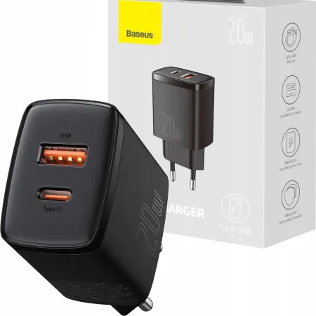 ŁADOWARKA SIECIOWA Baseus Compact Quick Charger CCXJ-B01 20W 1x USB-A 1x US
