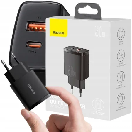 ŁADOWARKA SIECIOWA Baseus Compact Quick Charger CCXJ-B01 20W 1x USB-A 1x US