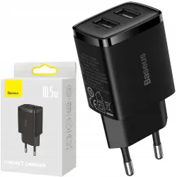 ŁADOWARKA SIECIOWA Baseus Compact Charger CCXJ010201 10.5W 2x USB-A CZARNA