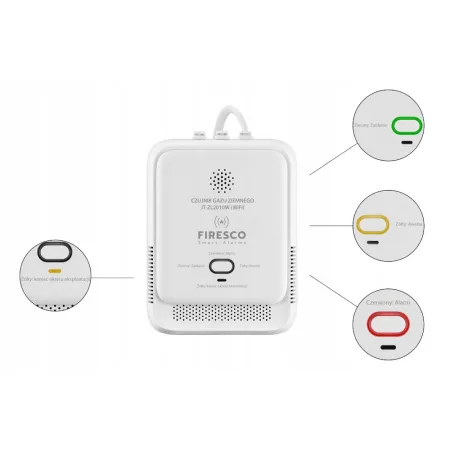 CZUJNIK GAZU ZIEMNEGO LNG METAN Firesco JT-ZL2010W Z MODUŁEM WiFi Tuya