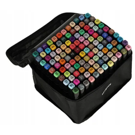 Markery dwustronne mazaki alkoholowe w etui 120 + podstawka
