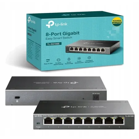 SWITCH PRZEŁĄCZNIK zarządzalny 8-portowy Gigabit metal TL-SG108E TP-Link