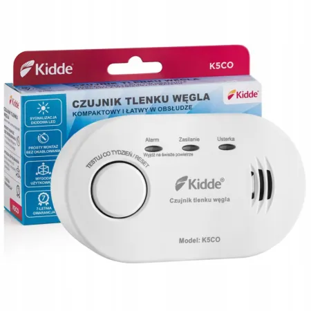 CZUJNIK CZADU TLENKU WĘGLA Kidde K5CO 10 LAT PRACY Niezawodny model
