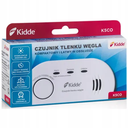 CZUJNIK CZADU TLENKU WĘGLA Kidde K5CO 10 LAT PRACY Niezawodny model