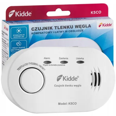 CZUJNIK CZADU TLENKU WĘGLA Kidde K5CO 10 LAT PRACY Niezawodny model