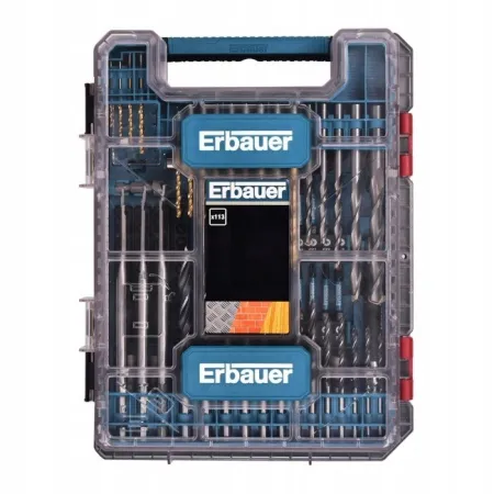 Zestaw wierteł do metalu/drewna/kamienia Erbauer 113sztuk