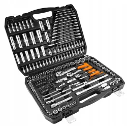 NEO TOOLS Klucze Nasadowe 216 elementów 1/2" 3/8" 1/4" Walizka Stal CrV