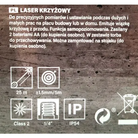 LASER KRZYŻOWY MEEC TOOLS 029829 ZIELONY 25M