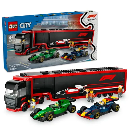 Klocki Zestaw LEGO CITY 60445 F1 Ciężarówka z bolidami RB20 i AMR24