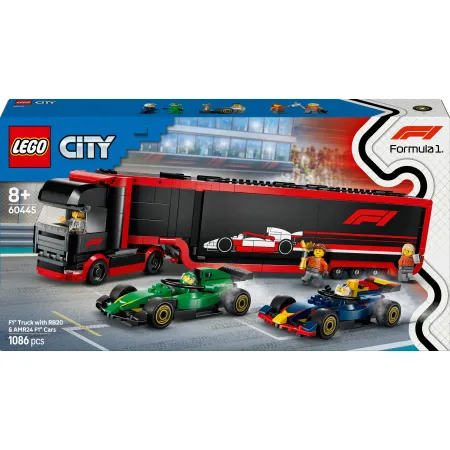 Klocki Zestaw LEGO CITY 60445 F1 Ciężarówka z bolidami RB20 i AMR24