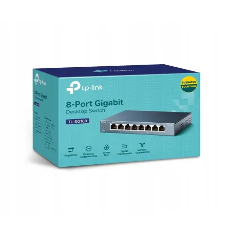 Switch TP-Link TL-SG108 8-portowy Gigabit Ethernet, czarny, niezarządzany