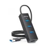 Unitek czarny aktywny hub USB-A 3.1 5Gbps na 4 porty USB-A, kabel 120 cm