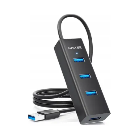 Unitek czarny aktywny hub USB-A 3.1 5Gbps na 4 porty USB-A, kabel 120 cm