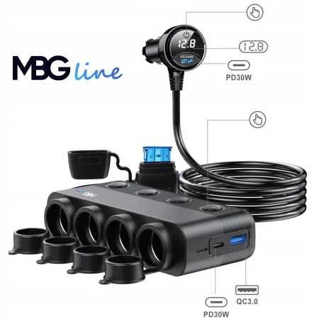 Rozdzielacz gniazda zapalniczki MBG LINE HS75AD + ładowarka