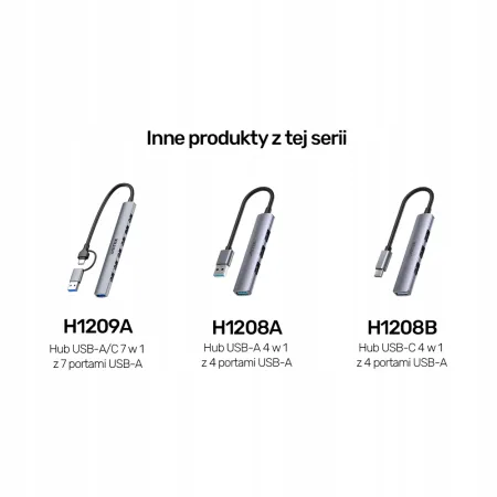 Unitek Hub USB-A/C 7w1 USB A z adapterem USB-A 5Gbps 7 portów