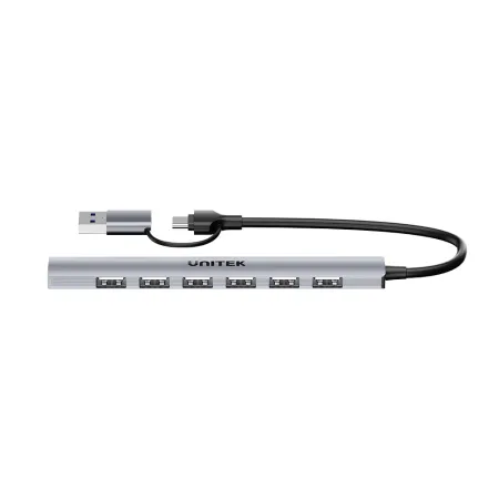 Unitek Hub USB-A/C 7w1 USB A z adapterem USB-A 5Gbps 7 portów