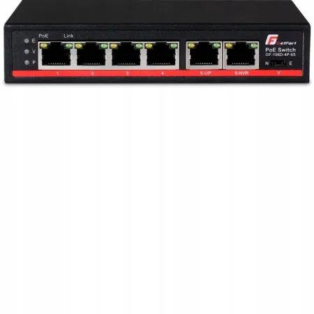 Switch POE Getfort 4FE x POE + 2FE Uplink 65W