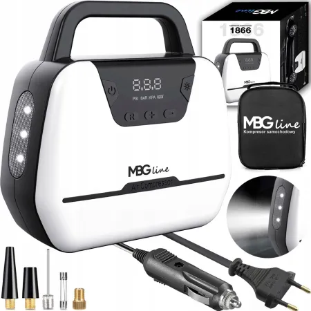 Kompresor samochodowy MBG Line 1866 + Oświetlenie - WERSJA 12V & 230V
