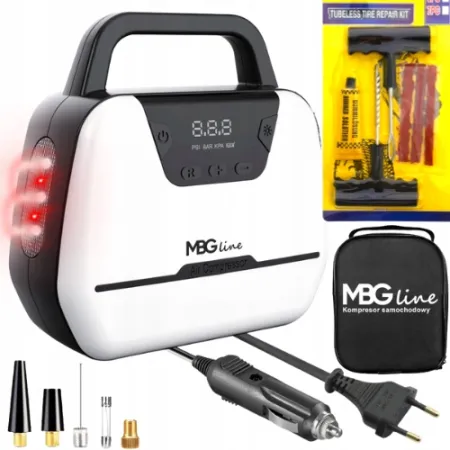 Kompresor samochodowy MBG Line 1866 + Oświetlenie - WERSJA 12V & 230V