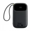 Powerbank 20000mAh 22.5W wbudowane kable USB-C + do iPhone Baseus czarny