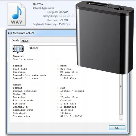 Mini Dyktafon Szpiegowski Mały 16GB Detekcja DSP Magnes Brelok Zawieszka HQ